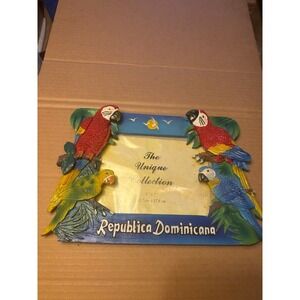 Beautiful Republica Dominicana Beach Tropical Parrot Collectors Picture Frame